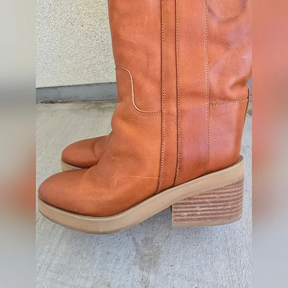 Jimmy Choo Tan Over the Knee Boots Minimalist Design - Picture 12 of 15